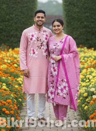Panjabi Three Piece Couple Set